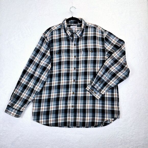 Carhartt Mens Relax Fit Rugged Fleece Camp Shirt Sz XL Hunting Houndstooth - Picture 2 of 9